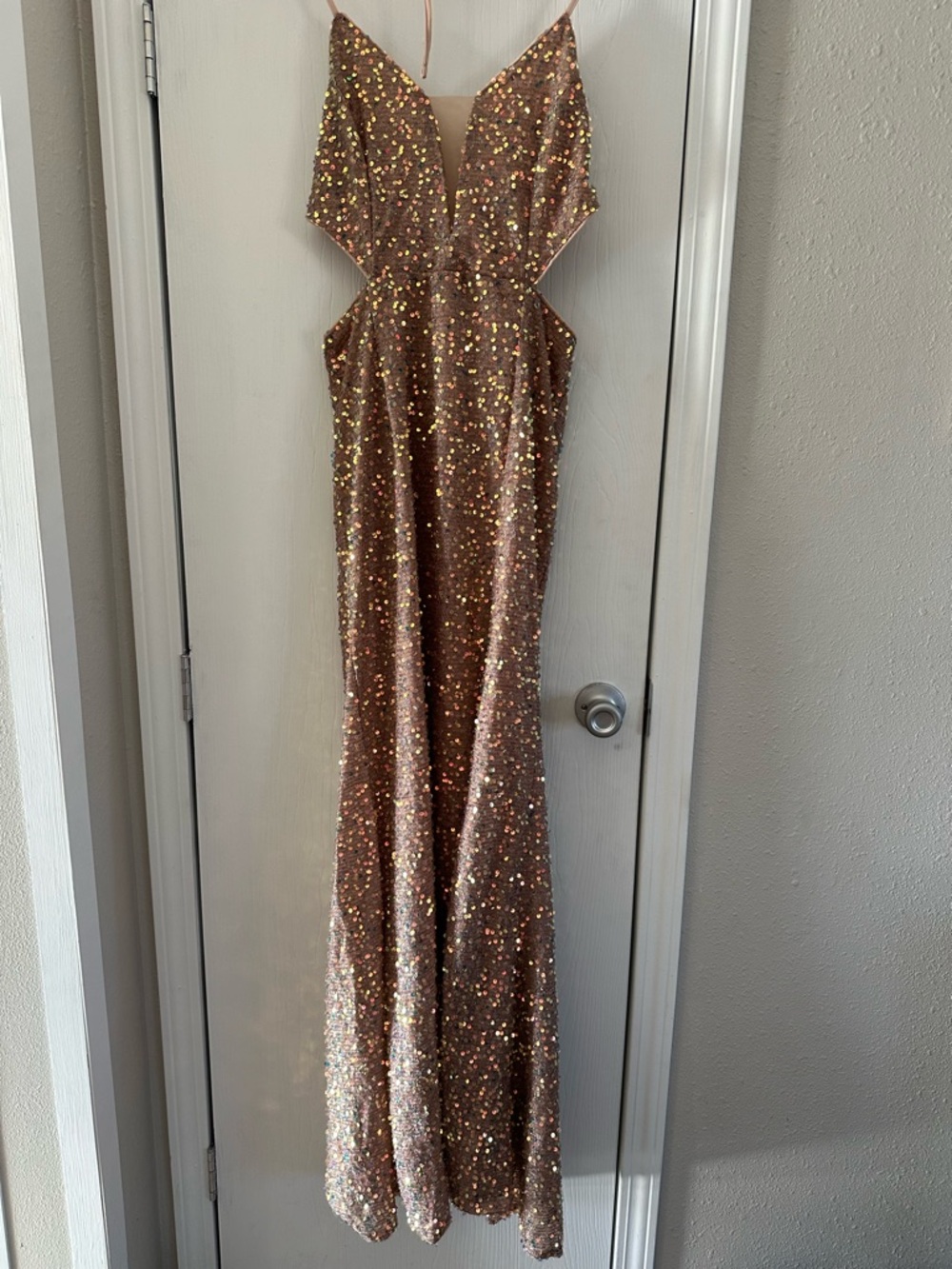 Sequin Evening Gown - Rose Gold